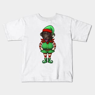 Chocolate Labrador Retriever Christmas Elf Kids T-Shirt